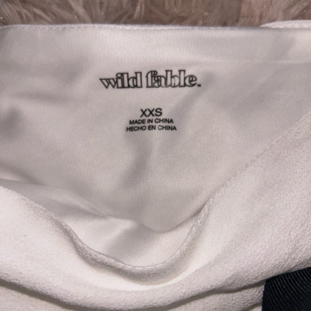 NWT Wild Fable White Flutter Short Sleeve Mini A-Line Dress, Bow Accents, V-Neck - Picture 9 of 11